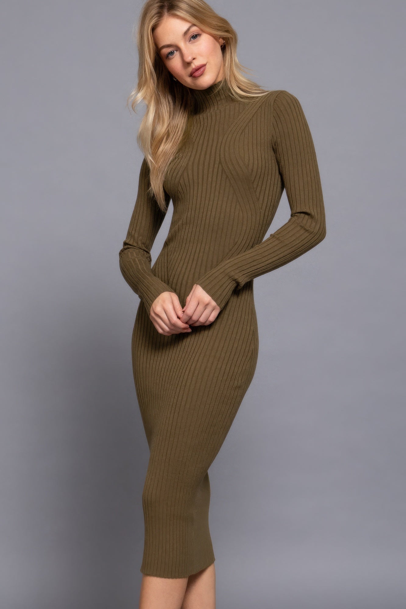 A stylish Long Sleeve High Neck Sweater Dress for women. this piece adds a touch of elegance to your outfit - Brinxx Couture