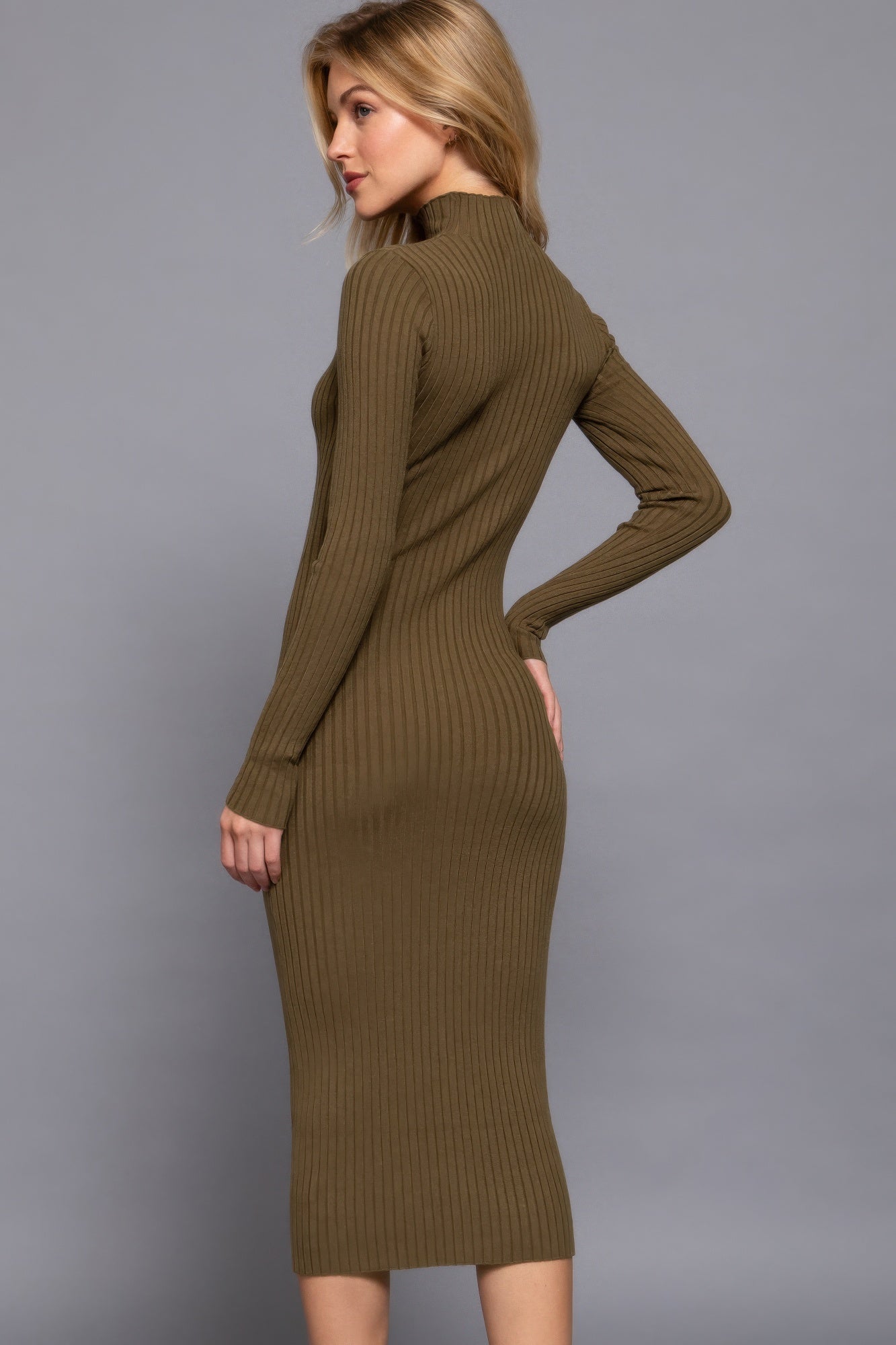 A stylish Long Sleeve High Neck Sweater Dress for women. this piece adds a touch of elegance to your outfit - Brinxx Couture