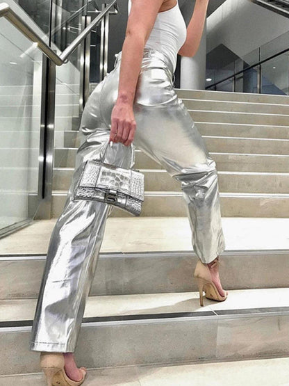 Candy Leather Metallic Pants - Brinxx Couture