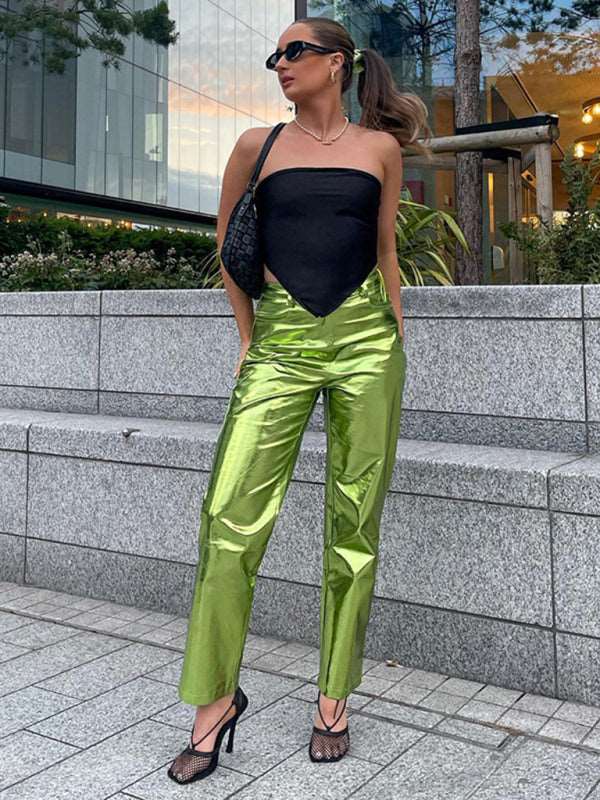 Candy Leather Metallic Pants - Brinxx Couture