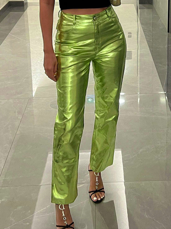 Candy Leather Metallic Pants - Brinxx Couture