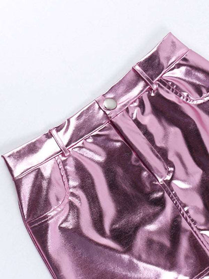 Candy Metallic Hot Girl Short Skirt - Brinxx Couture