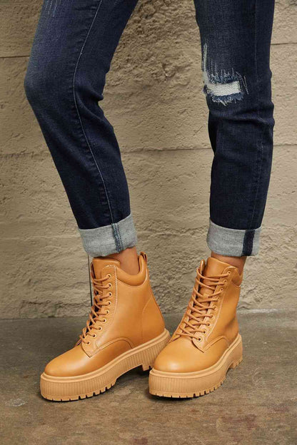 Caramel Platform Combat Boots - Brinxx Couture