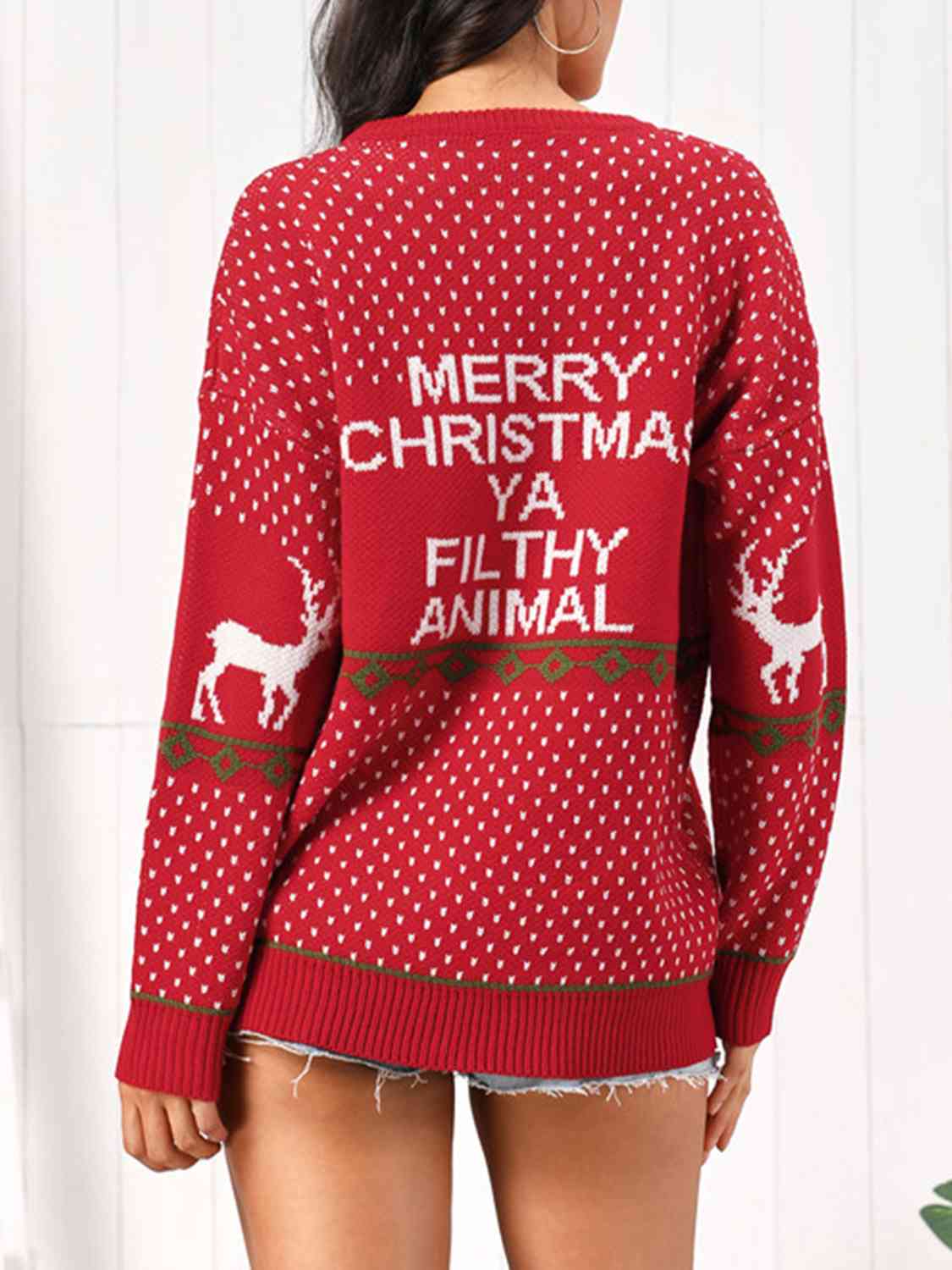 Christmas Element Round Neck Sweater - Brinxx Couture