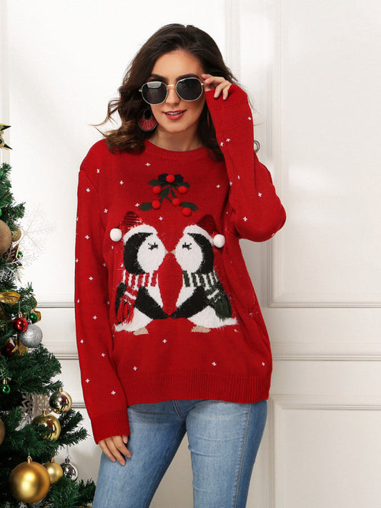 Christmas Penguin Long Sleeve Sweater - Brinxx Couture