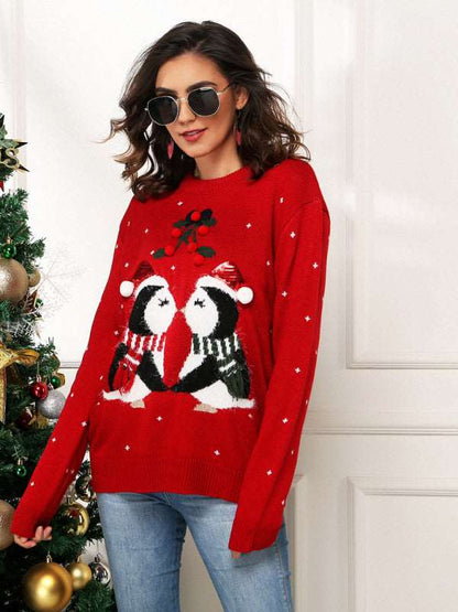 Christmas Penguin Long Sleeve Sweater - Brinxx Couture