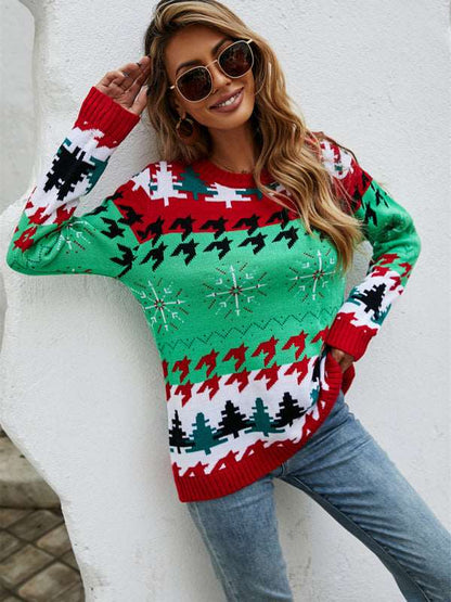 Christmas Pullover Knitted Long Sleeve Sweater - Brinxx Couture