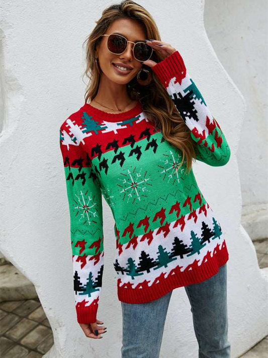 Christmas Pullover Knitted Long Sleeve Sweater - Brinxx Couture