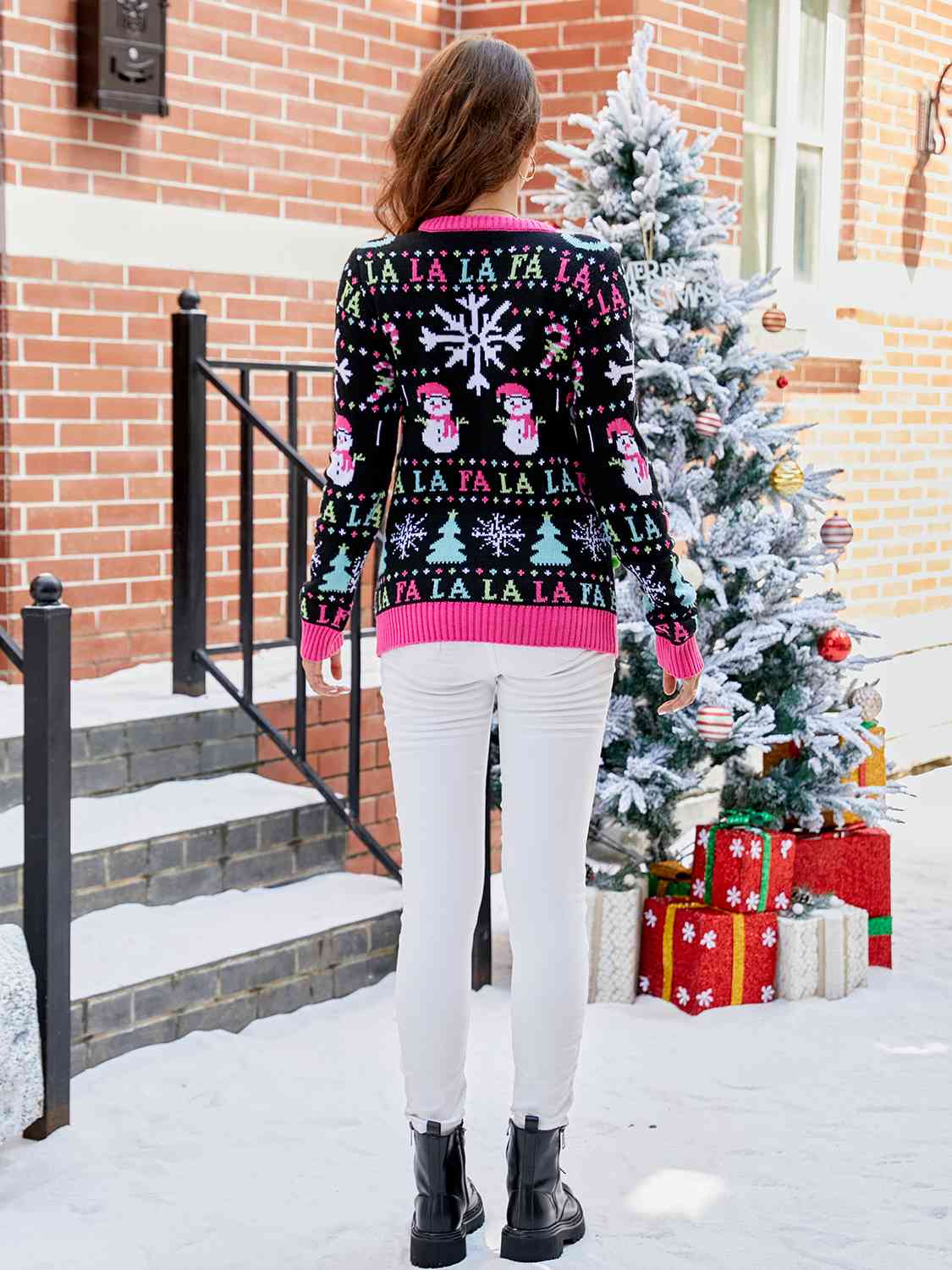 Christmas Ribbed Trim Sweater - Brinxx Couture