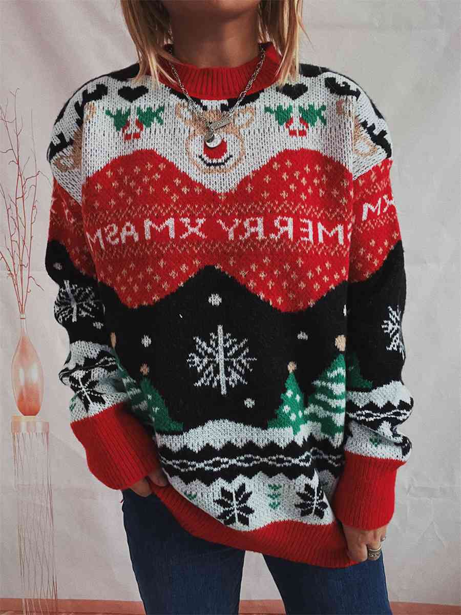 Christmas Scenery Long Sleeve Sweater - Brinxx Couture