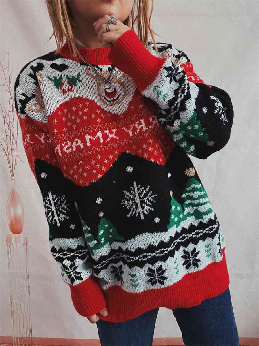 Christmas Scenery Long Sleeve Sweater - Brinxx Couture