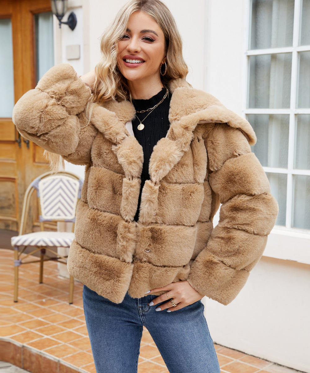 A stylish Collared Short Faux Fur Coat for women. this piece adds a touch of elegance to your outfit - Brinxx Couture