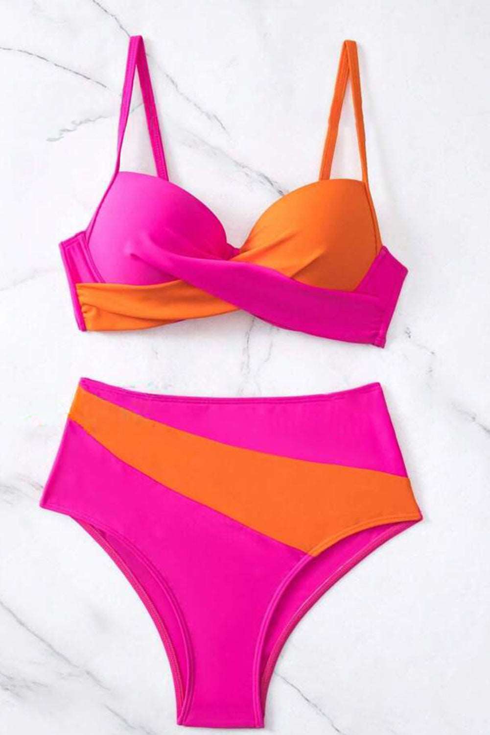 Contrast Sweetheart Neck Bikini Set - Brinxx Couture