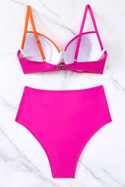 Contrast Sweetheart Neck Bikini Set - Brinxx Couture