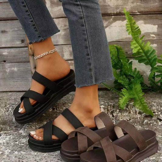 A stylish Crisscross PU Leather Flat Sandals for women. this piece adds a touch of elegance to your outfit - Brinxx Couture