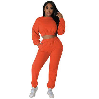 Crop Top Solid 2 Piece Set - Brinxx Couture