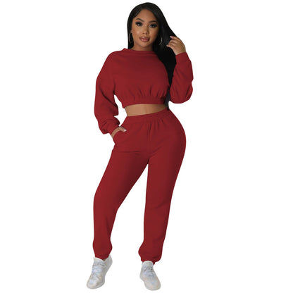 Crop Top Solid 2 Piece Set - Brinxx Couture