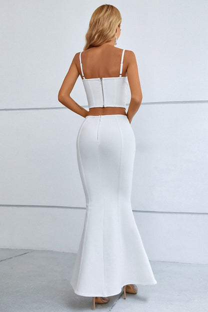 Cutout Seam Detail Cami and Fishtail Skirt Set - Brinxx Couture