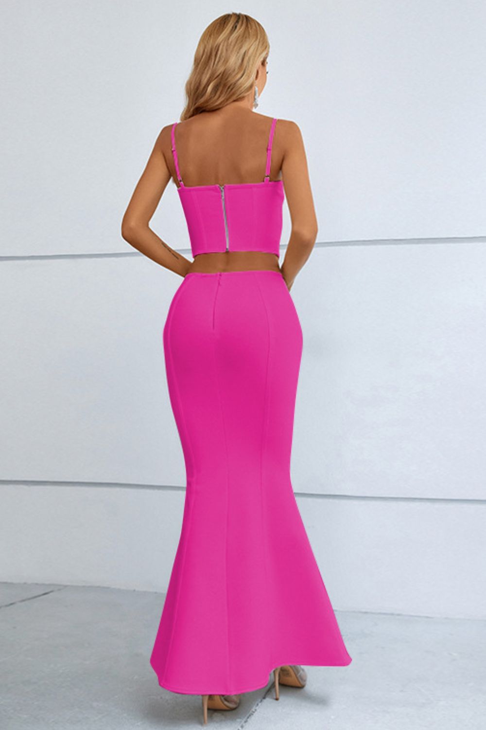 Cutout Seam Detail Cami and Fishtail Skirt Set - Brinxx Couture