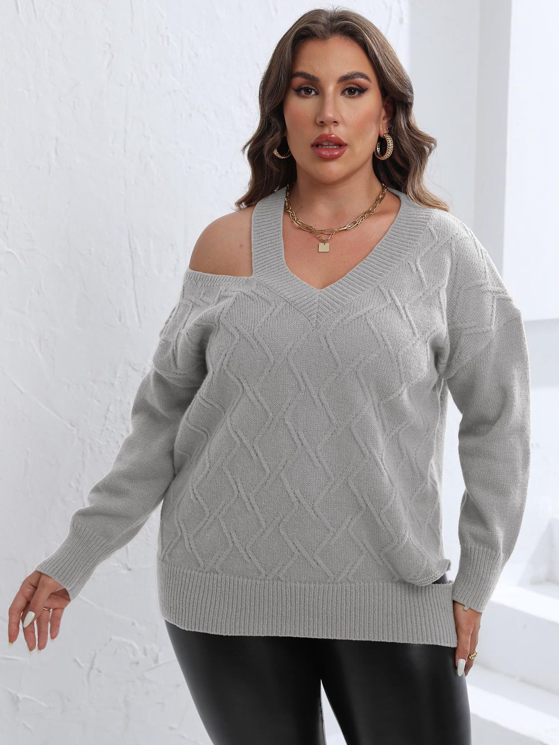 Cutout V-Neck Sweater - Brinxx Couture