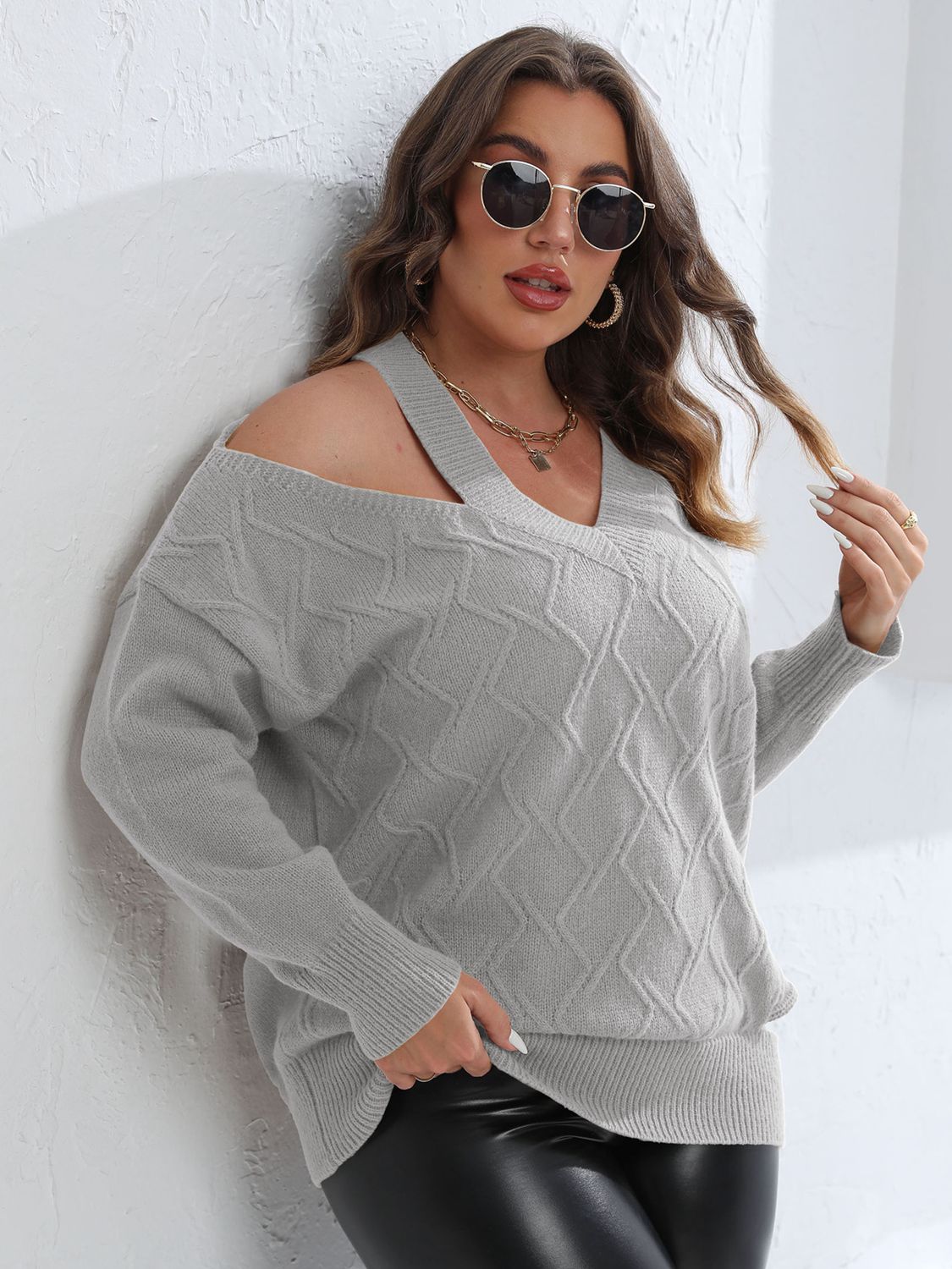 Cutout V-Neck Sweater - Brinxx Couture