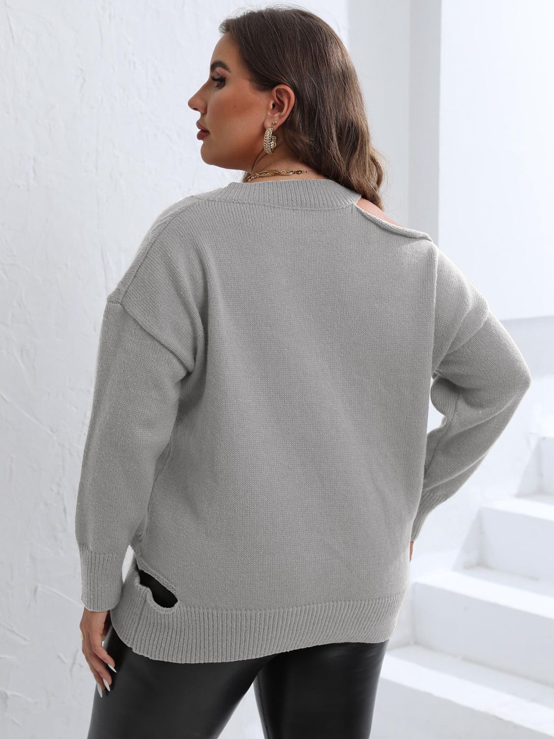 Cutout V-Neck Sweater - Brinxx Couture