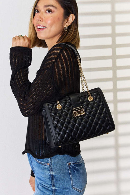 A stylish David Jones Quilted PU Leather Handbag for women. this piece adds a touch of elegance to your outfit - Brinxx Couture