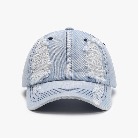 Distressed Cotton Baseball Cap - Brinxx Couture