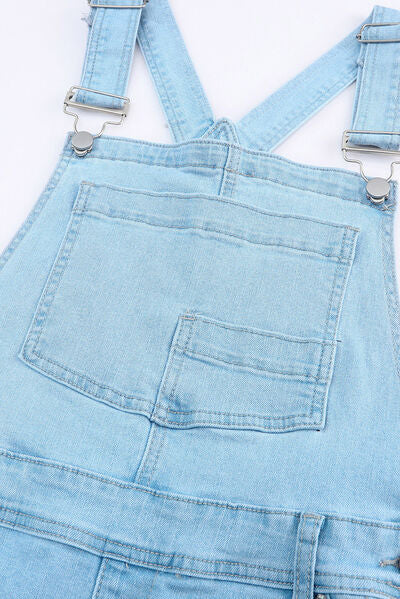 Distressed Denim Overalls with Pockets - Brinxx Couture