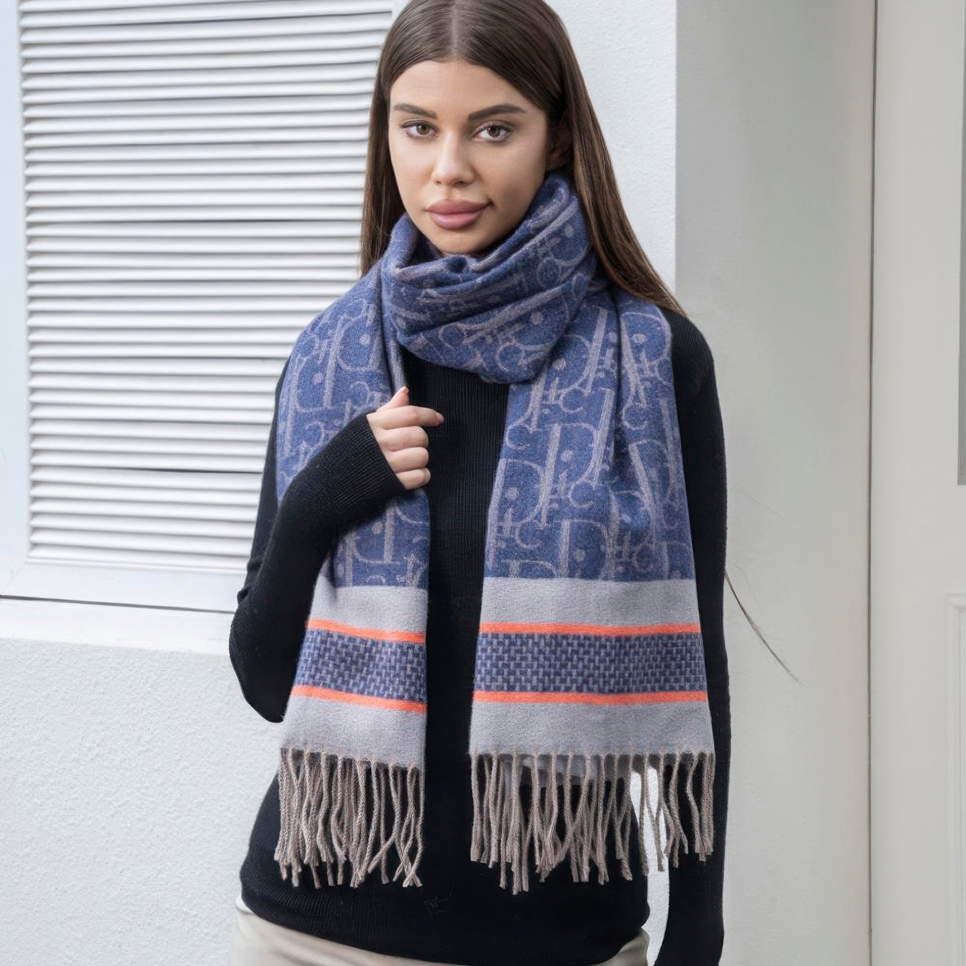 Double stripe blanket scarf with tassel - Brinxx Couture