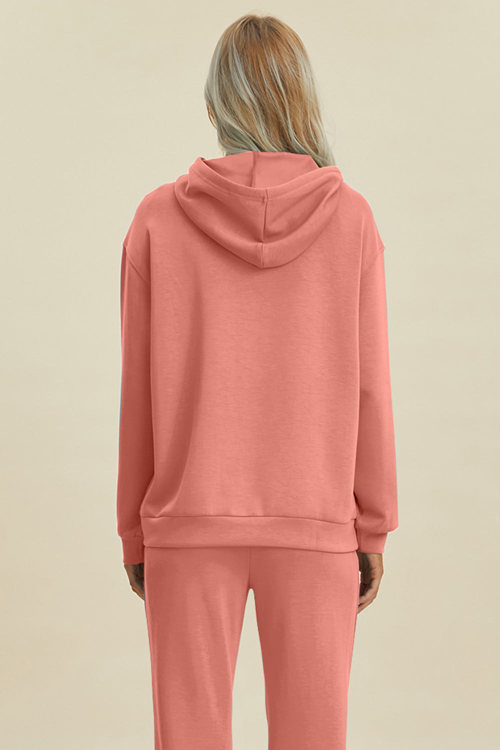 Drawstring Long Sleeve Hoodie with Kangaroo Pocket - Brinxx Couture