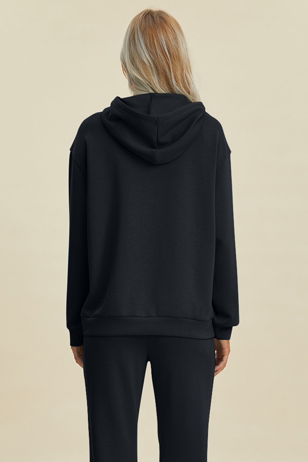 Drawstring Long Sleeve Hoodie with Kangaroo Pocket - Brinxx Couture