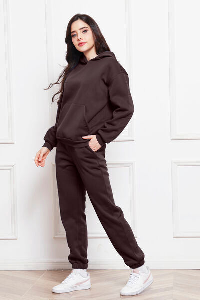 Drop Shoulder Long Sleeve Hoodie and Pants Set - Brinxx Couture