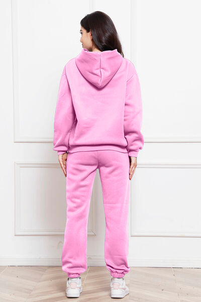 Drop Shoulder Long Sleeve Hoodie and Pants Set - Brinxx Couture