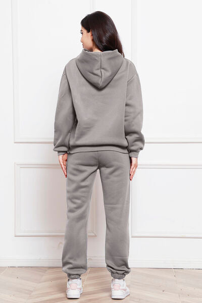 Drop Shoulder Long Sleeve Hoodie and Pants Set - Brinxx Couture