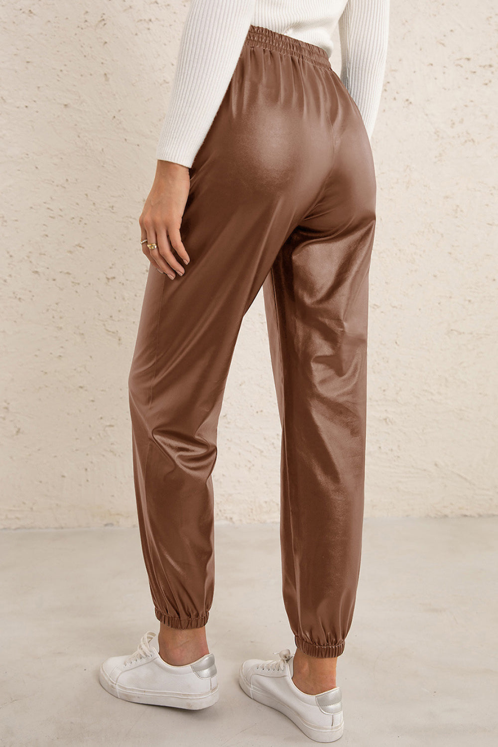 Elastic Waist PU Leather Joggers - Brinxx Couture