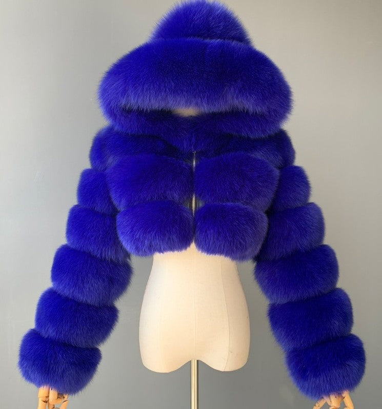 A stylish Faux Fur Cropped Coat for women. this piece adds a touch of elegance to your outfit - Brinxx Couture