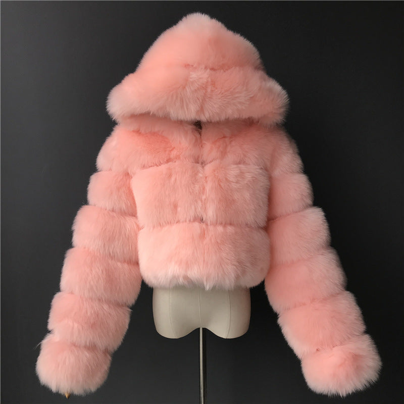 A stylish Faux Fur Cropped Coat for women. this piece adds a touch of elegance to your outfit - Brinxx Couture