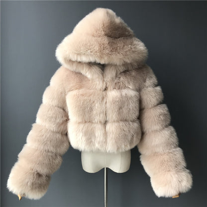 A stylish Faux Fur Cropped Coat for women. this piece adds a touch of elegance to your outfit - Brinxx Couture