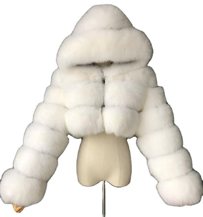 A stylish Faux Fur Cropped Coat for women. this piece adds a touch of elegance to your outfit - Brinxx Couture