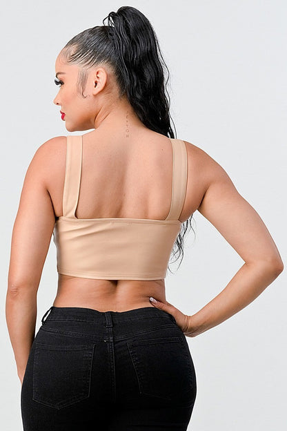 Faux Leather Sleeveless Cropped Top - Brinxx Couture