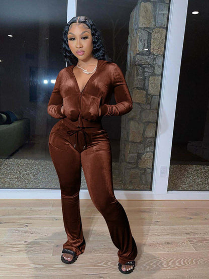 Velvet Two Piece Sweatsuit - Brinxx Couture