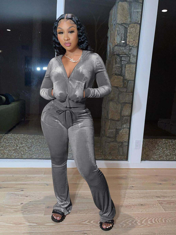 Velvet Two Piece Sweatsuit - Brinxx Couture