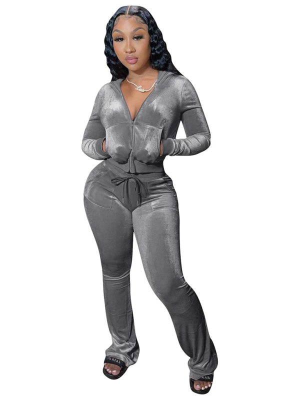 Velvet Two Piece Sweatsuit - Brinxx Couture