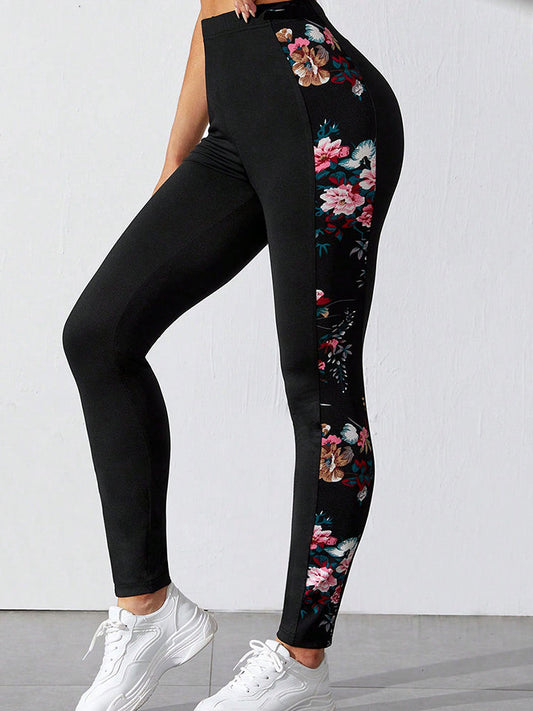 Floral Print Wide Waistband Pants - Brinxx Couture