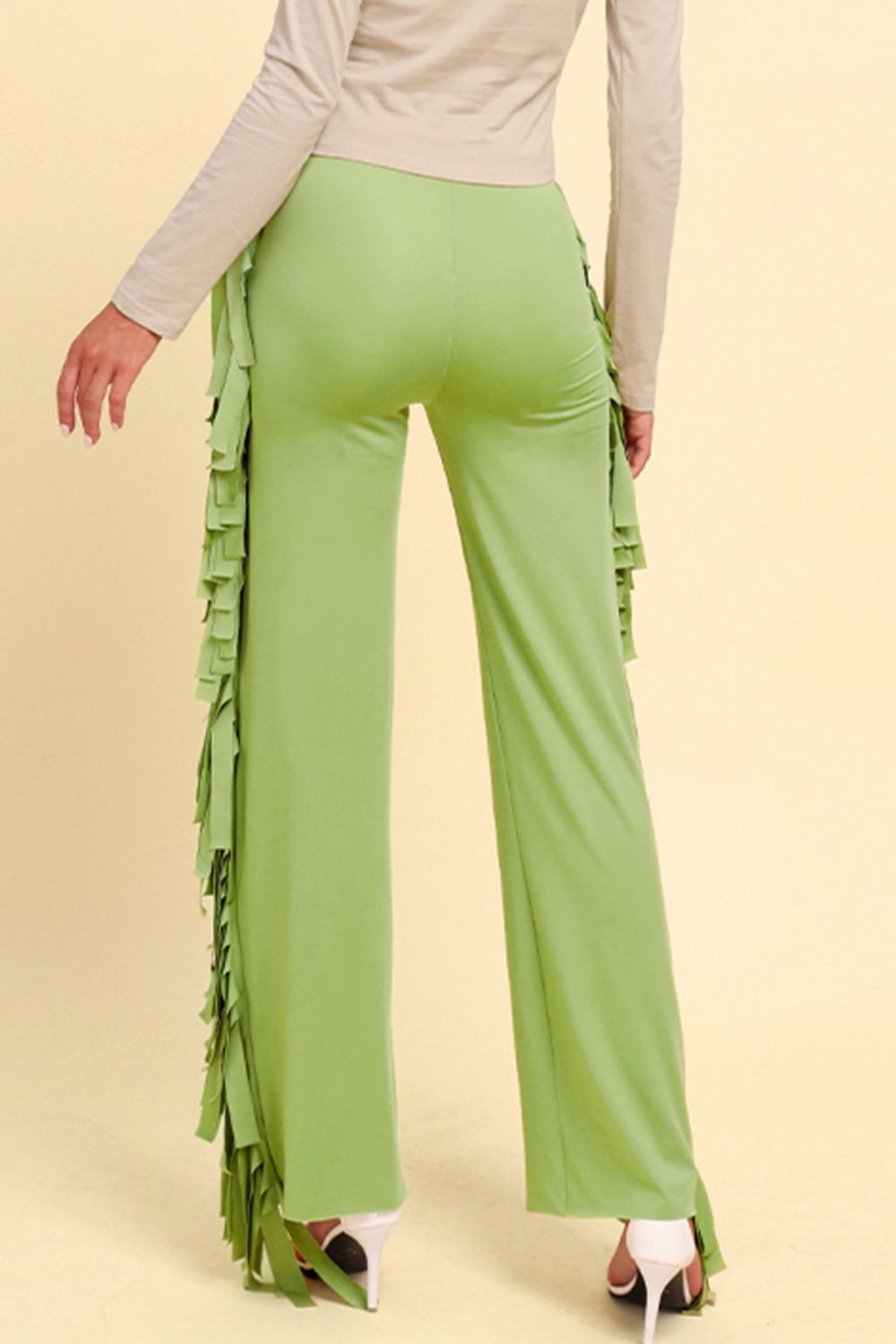 Fringe Trim Wide Leg Pants - Brinxx Couture