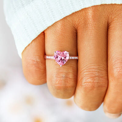 Heart Zircon 925 Sterling Silver Ring - Brinxx Couture