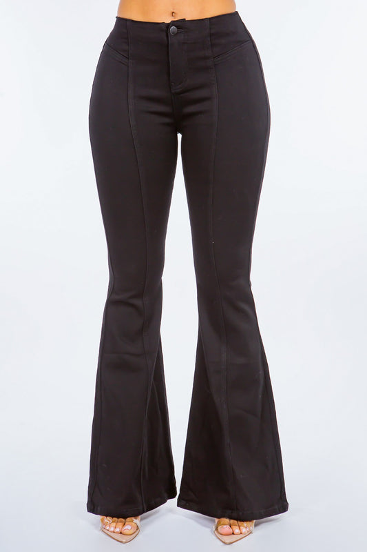 High Waist Pull On Flare Jeans - Brinxx Couture