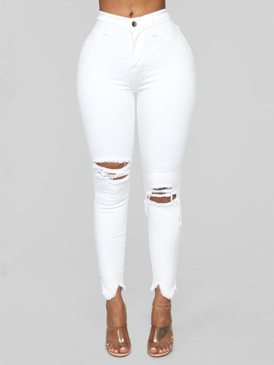 High Waist Ripped Jeans - Brinxx Couture