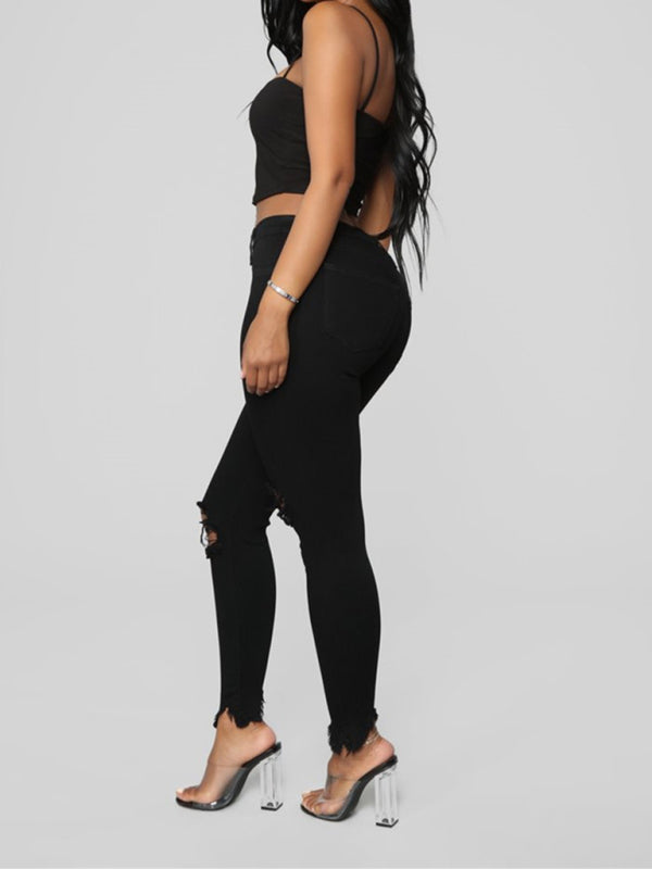 High Waist Ripped Jeans - Brinxx Couture